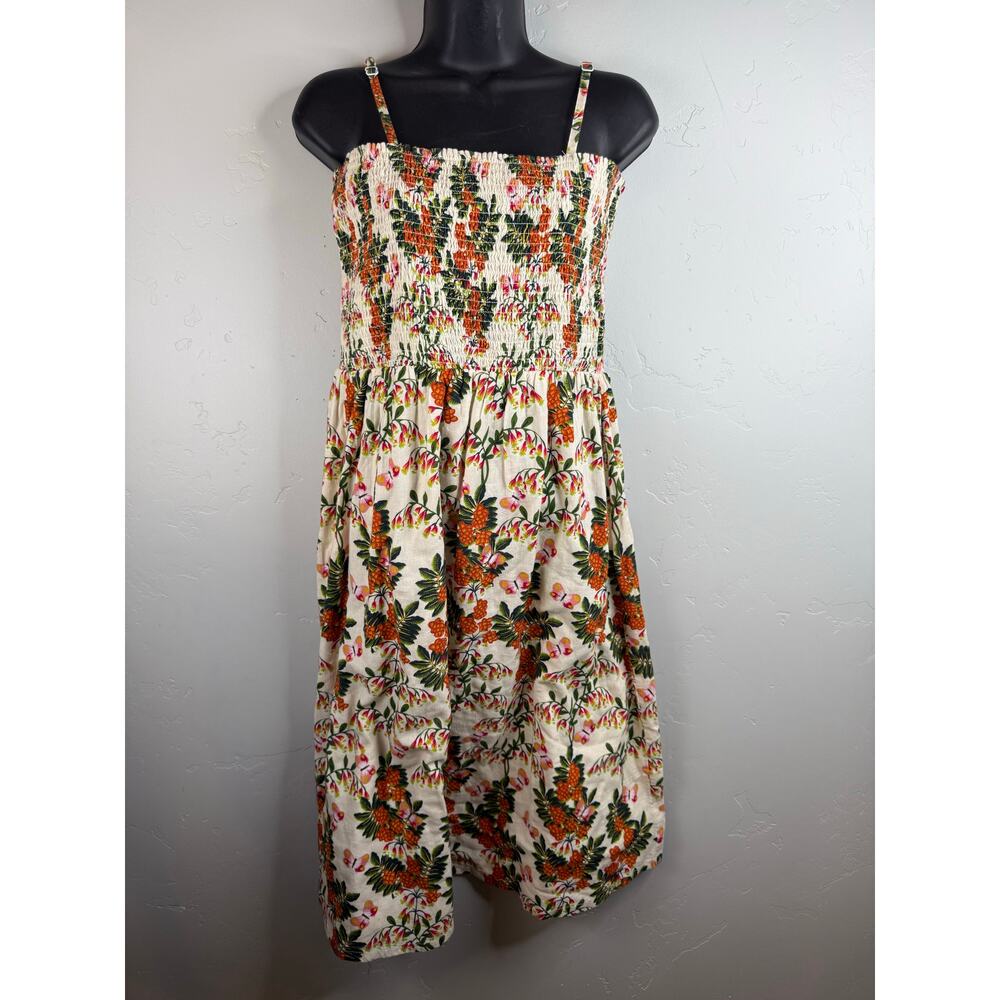 NWT Echo Design Smocked Ruffle Dress Floral Spaghetti Strap Sun Dress Large - Picture 2 of 5